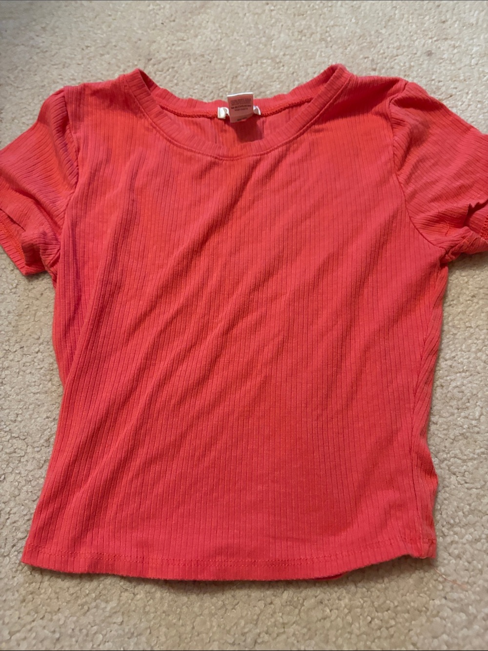 Bozzolo Coral Ribbed Short Sleeve Tee